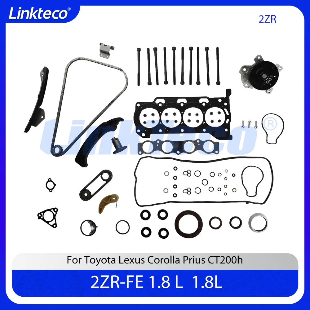 2ZR-FE Water Pump Timing Kit Cylinder Full Gasket Set Bolt For 10-20 1.8 L Toyota Prius Corolla LEXUS CT200H Engine Rebuild Kit