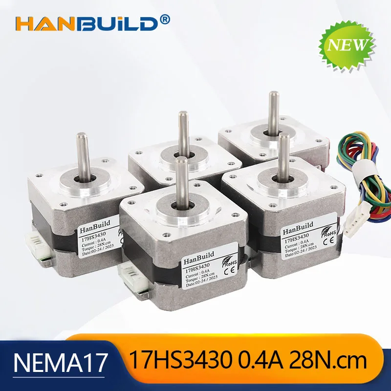 

5PCS/lot Stepper Motor Nema17 0.4A 28N.cm 34MM Length 4-Lead 17HS3430 42 Motor For CNC 3D Printer