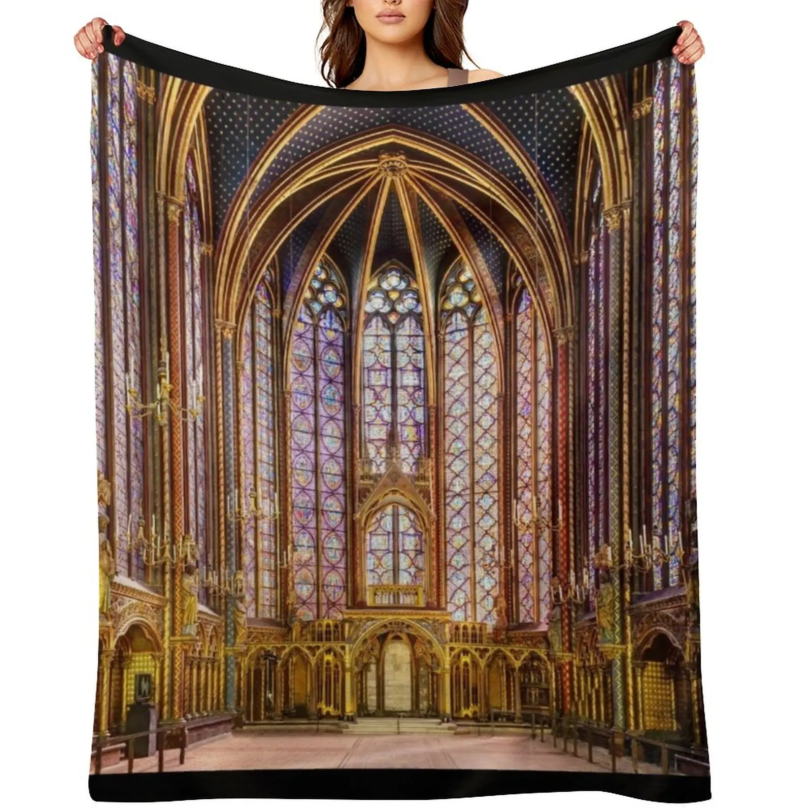 

Sainte-Chapelle Paris short Throw Blanket Beach cosplay anime Decorative Sofa Hair Blankets