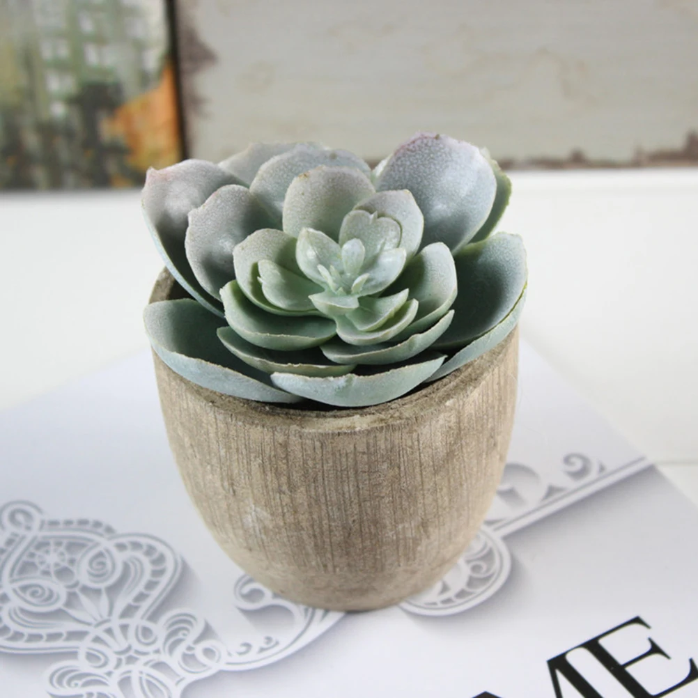 

Decorative Faux Succulent Plants Artificial Fake Green Simulation Plant For Office Bedroom Desktop Balcony Gray Pot (030)