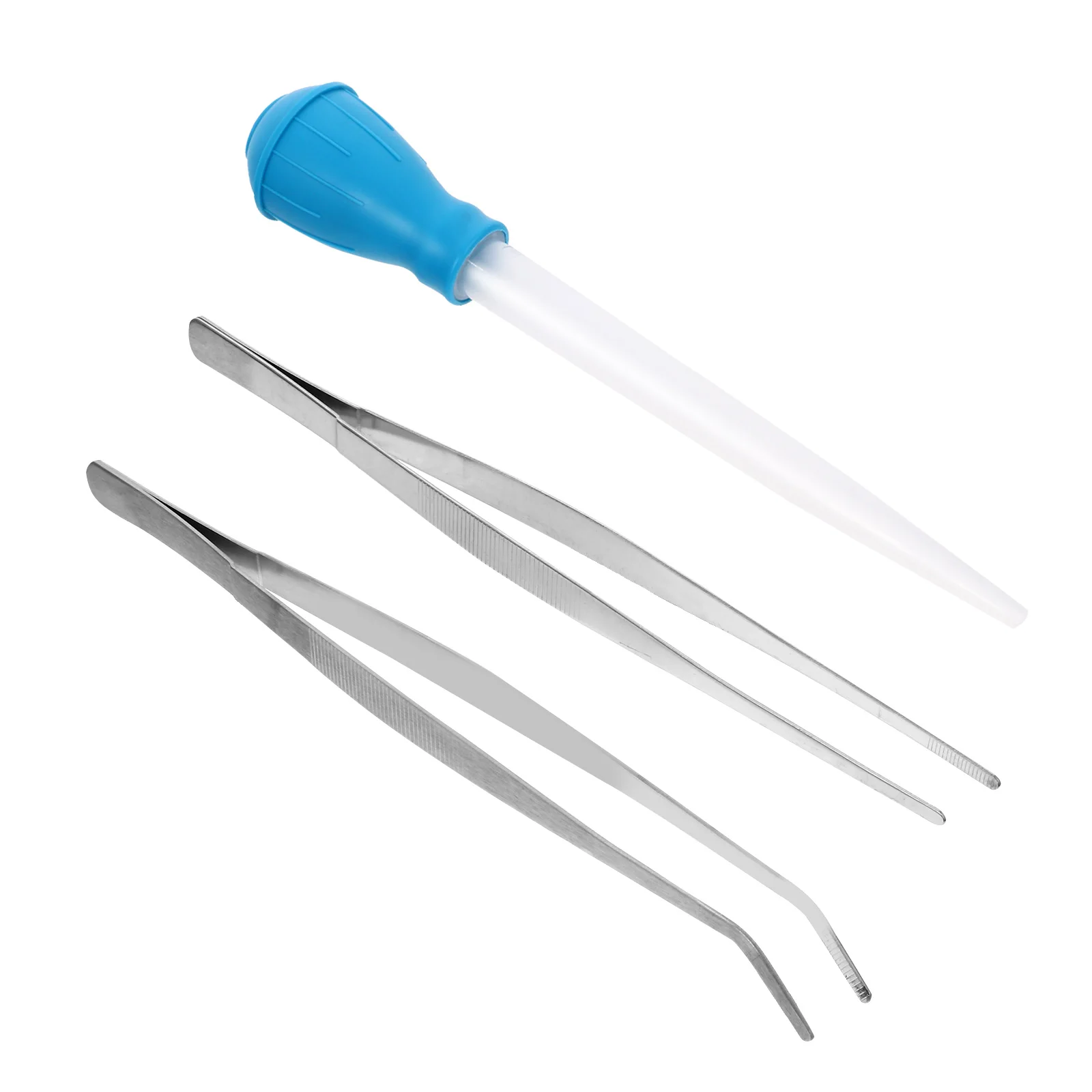 

3 Pcs Aquarium Tweezers Fish Tank Water Changer Stainless Steel Straight Curved Cleaning Tools Waste Remover Pet Supplies