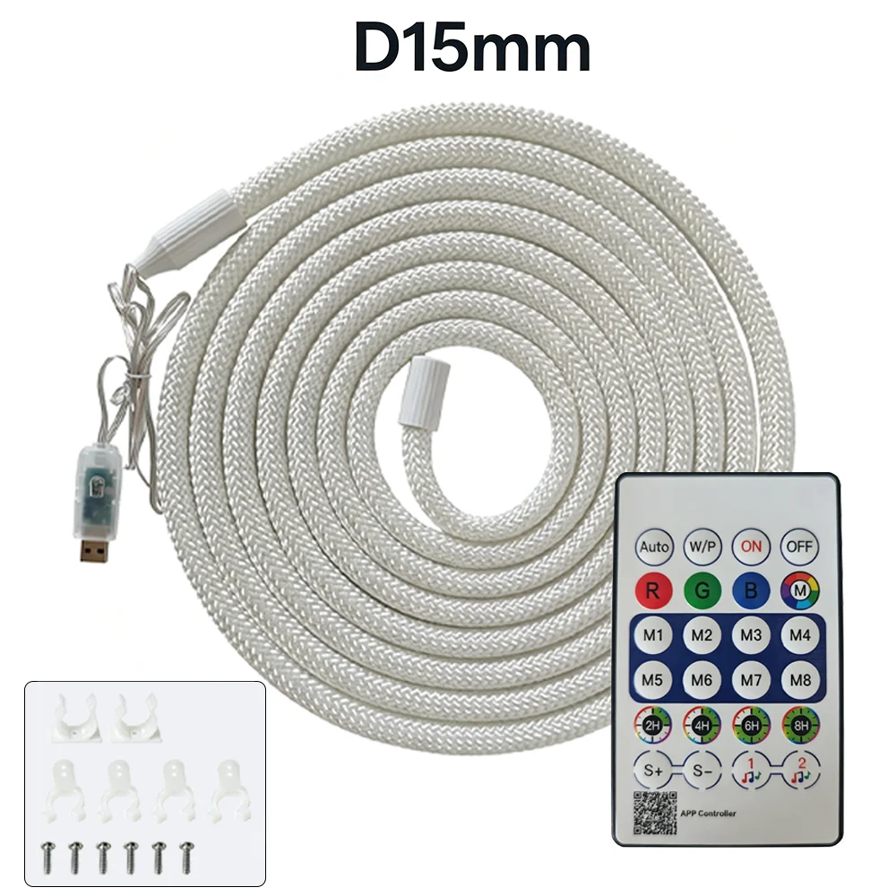 USB 5V WS2812 D15mm Flexible Neon Tube, Dragon Pattern RGB LED Neon Light With 24 Keys Remote Control, Reliable Bendable Neon St