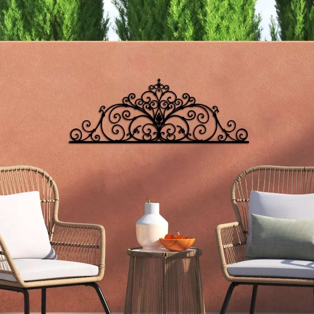 CIFBUY Metal Wall Art Elegant Iron Scroll Floral Sculpture Laser Cut Hanging Decor For Bedroom Porch Home Ornament Sign
