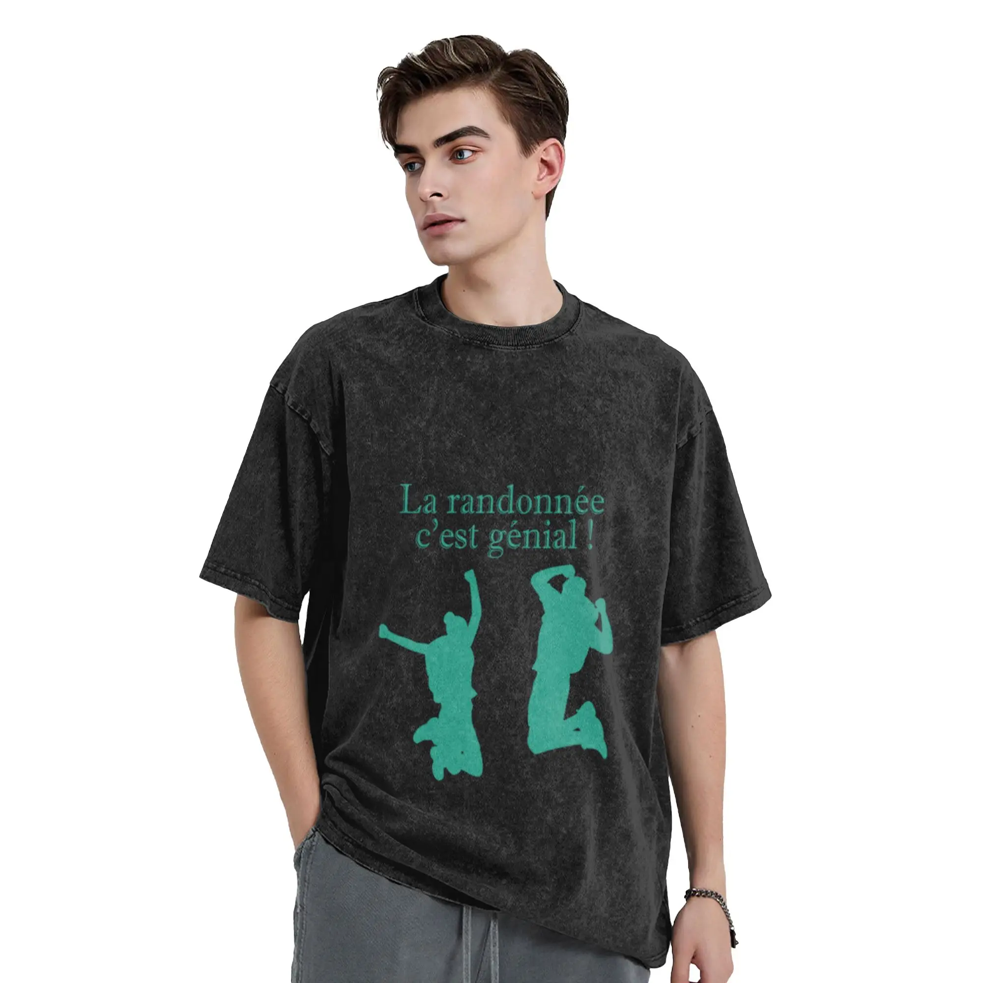 hiking is awesome Classic Trendy A Vintage Oversized Cotton Unisex T-Shirts
