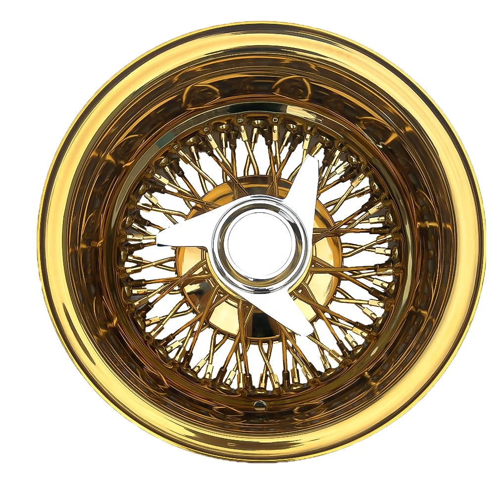 Jiangzao 100 spoke wire wheel gold chrome 13 14 15 16 alloy rim for cadillac thunderbird chevrolet zenith