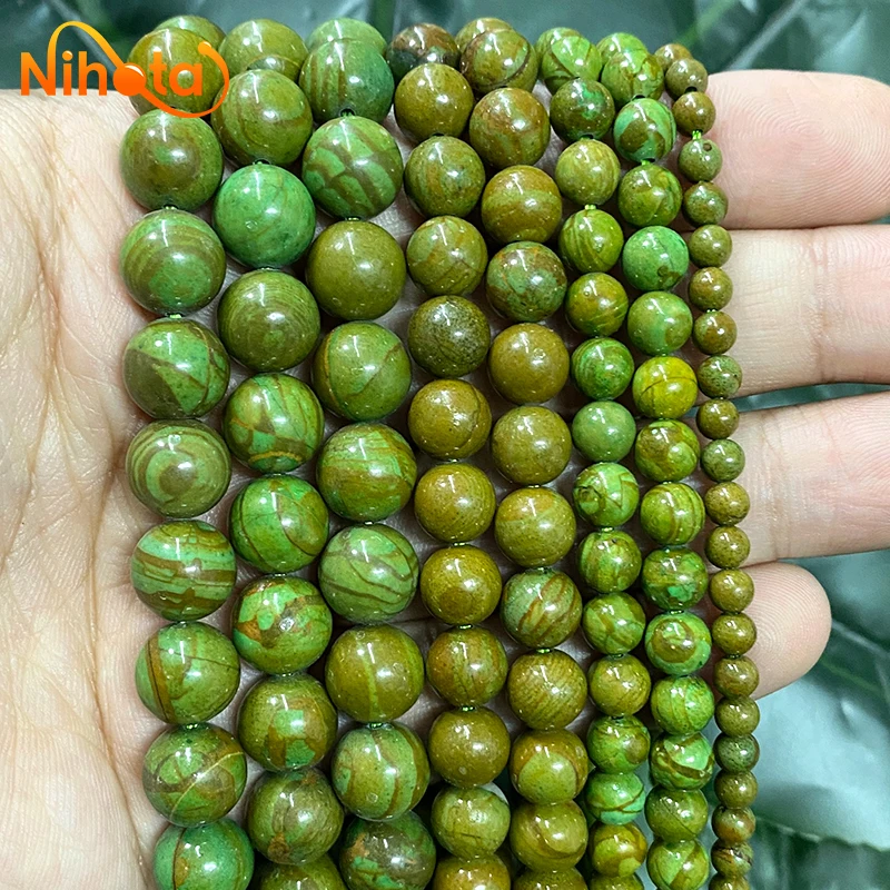 Natural Green Malachite Jaspers Beads Round Loose Stone Beads For Jewelry Making DIY Bracelet Necklace 15\'\' Strand 4/6/8/10/12mm