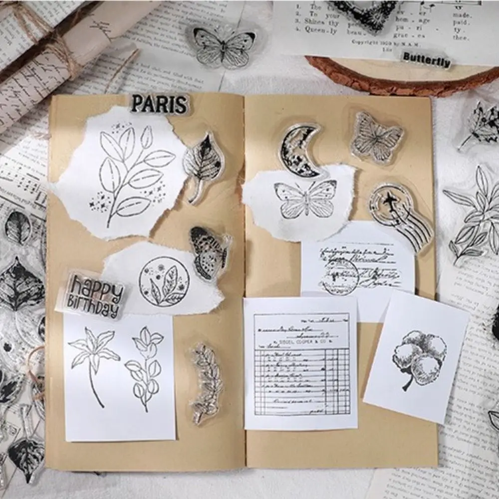 Butterfly Scrapbooking Hand Account Transparent Silicone Stamp Embossed Seals Stamp DIY Journal Albums Scrapbook Decoration