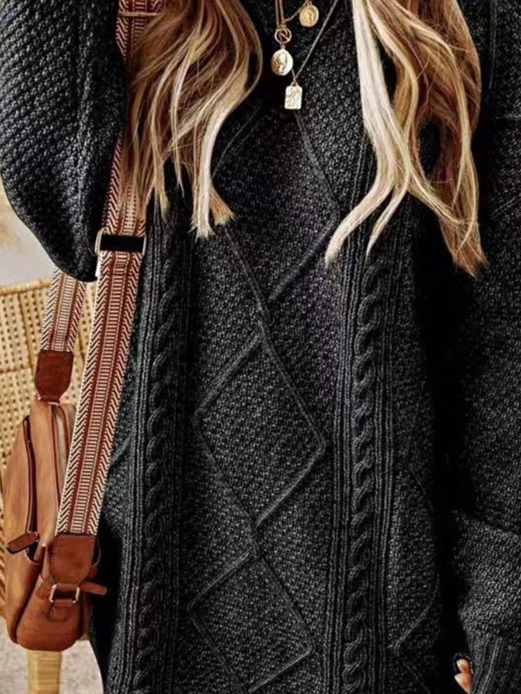 Women Sweater Dress Long Sleeve Cardigan Y2k Tops Autumn Winter Khaki Knitted Sweaters Spring Top Jumpers Pullovers Maxi Dresses
