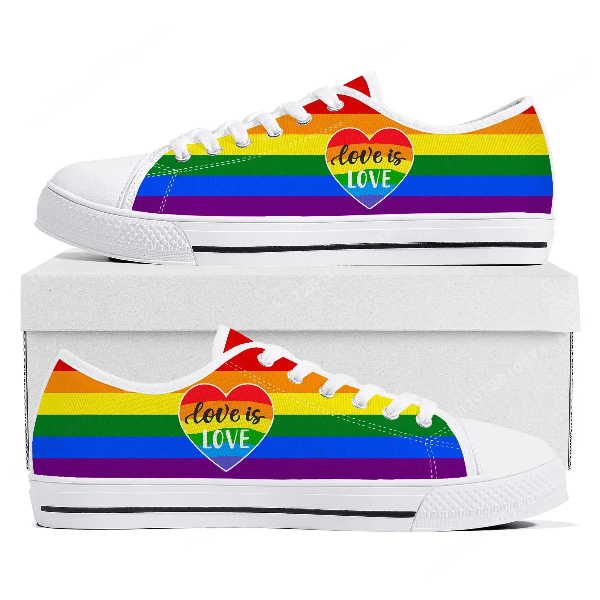 

LGBT Ocmogic Pride Rainbow Low Top Sneakers Mens Womens Teenager Canvas Sneaker Casual Custom Made Shoes Customize Shoe