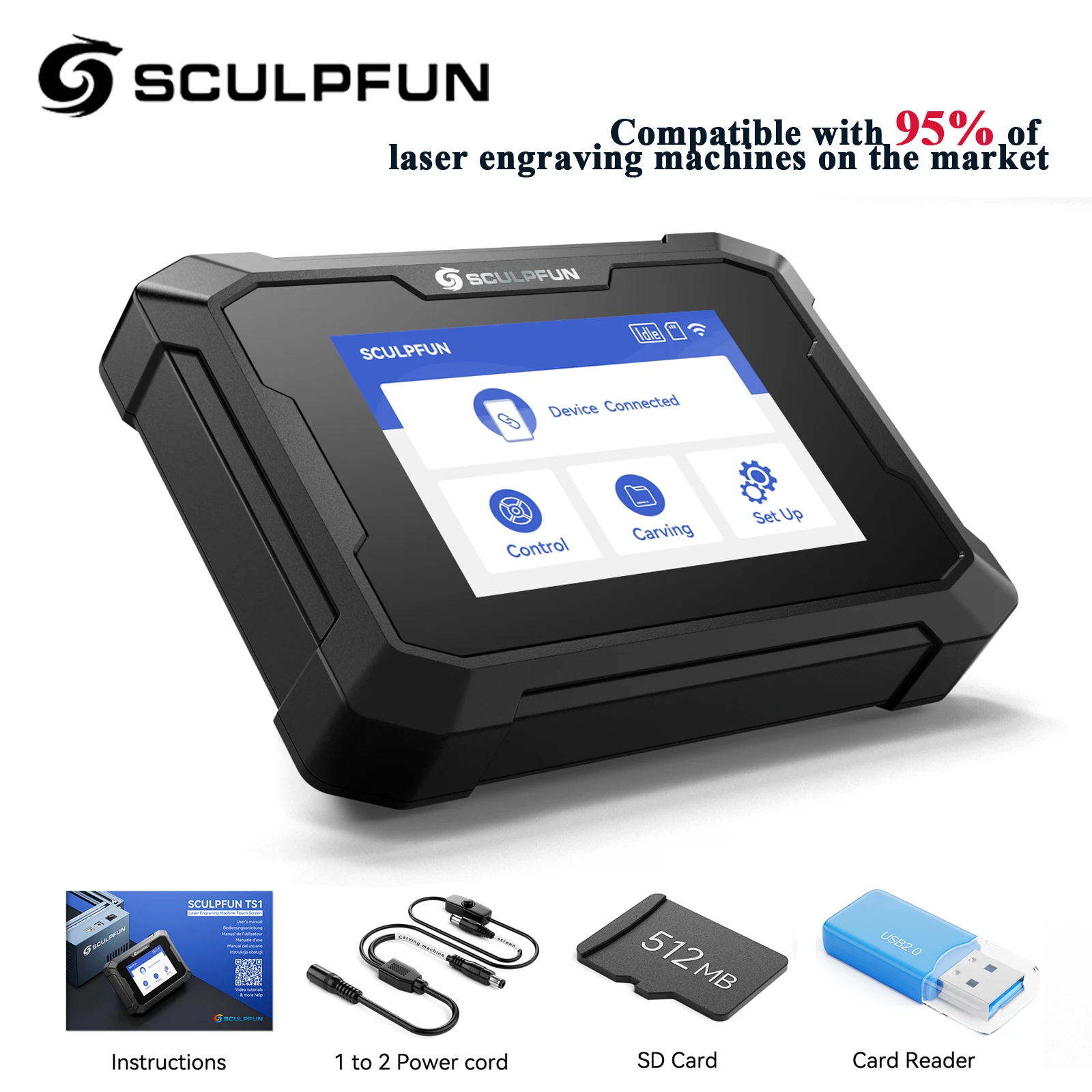 

SCULPFUN TS1 Laser Engraver Touchscreen 3.5-inch Control Terminal Real-time Slicing Used with SCULPFUN APP for Most Laser