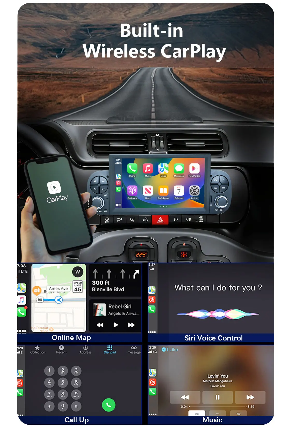 راديو سيارة CHSTEK لشركة فيات باندا 2013-2020 ملاحة لاسلكية Carplay نظام تحديد المواقع واي فاي السيارات فيديو وسائل الإعلام يدوي مبادلة DSP RDS الصوت FM
