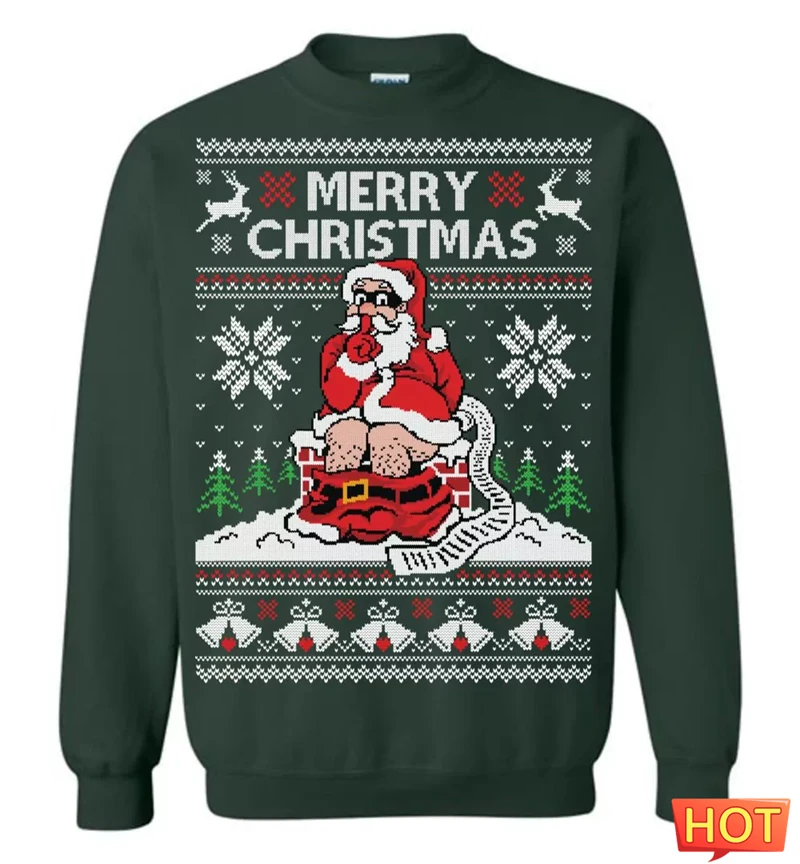 2026 جديد مضحك سانتا كلوز الجرافيك القبيح عيد الميلاد سترة العصرية الشارع الشهير ثلاثية الأبعاد مطبوعة عيد الميلاد البلوز فضفاض تنفس البلوز