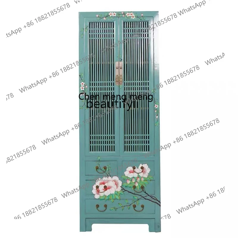 

New Chinese hotel clubhouse overall retro solid wood wardrobe home bedroom storage storage high cabinet