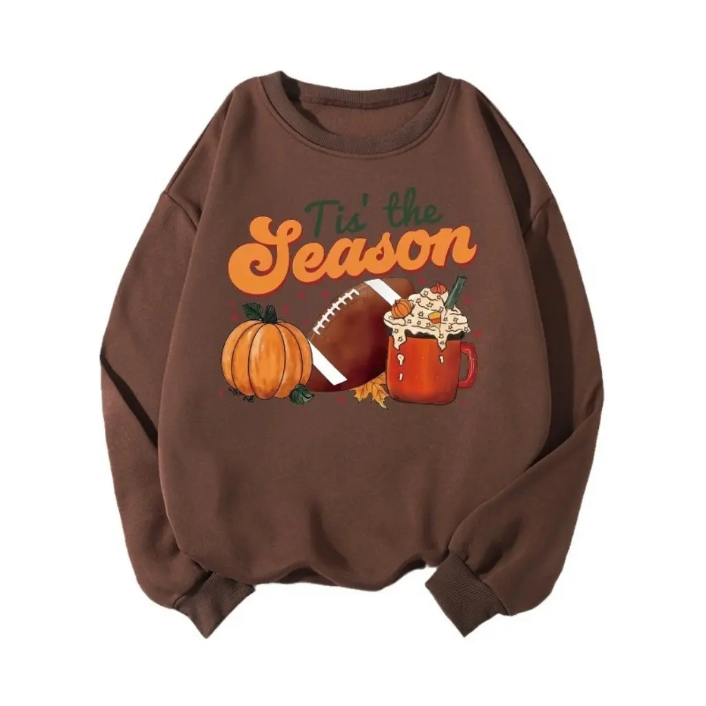 Pull à col rond doublé polaire pour femme, avec sac au dos, col avec lettres imprimées, Streetwear à la mode, automne hiver