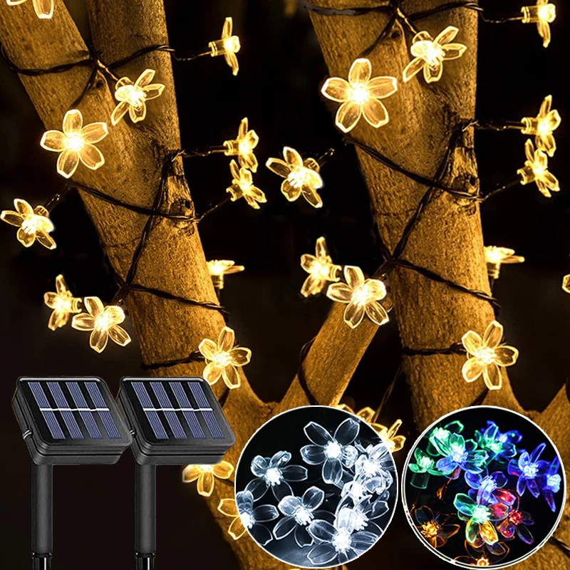 

Cherry Blossom Solar Light Strings LED Flowers Lighting Fairy String Lights Outdoor Garden Lamps Christmas Party Home Decoration