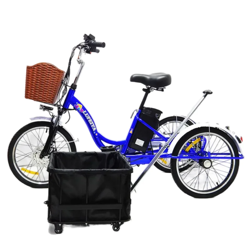 3 Wheel Electric Tricycle Cargo Bike 20 Inch 350w 48v Family Electric Wheel For Bicycle For Women Man Adult With Pull Basket