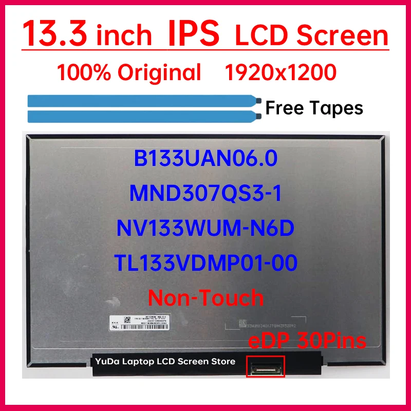 13.3 Inch LCD Screen NV133WUM-N6D B133UAN06.0 TL133VDMP01-00 MND307QS3-1 For Lenovo ThinkPad X13 L13 Gen 6 Display Matrix Panel