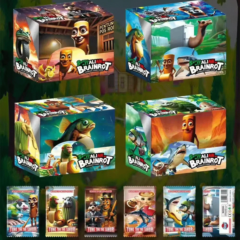 Carte di raccolta Brainrot italiano Tungtung Sahur Tralalero Tralala Gioco di carte Giocattolo per bambini Carte collezionabili Regalo di compleanno