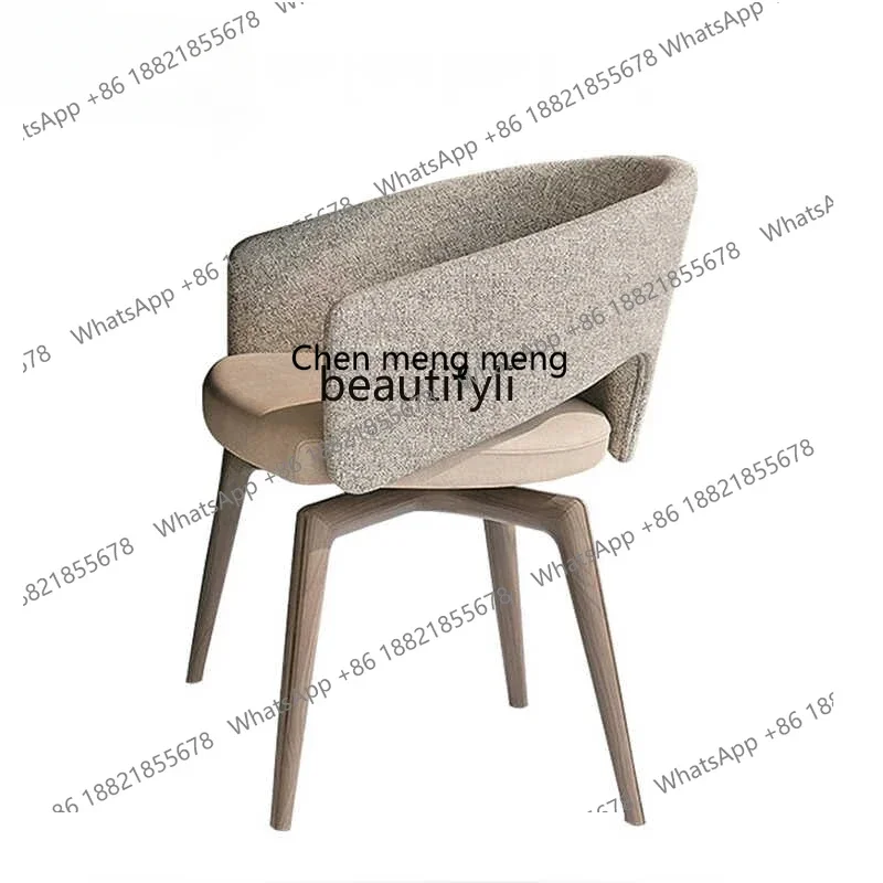 

K18 Nordic Post-Modern Simple Solid Wood Dining Chair Home Designer Leather Single Backrest Stool Affordable Luxury Style Dining