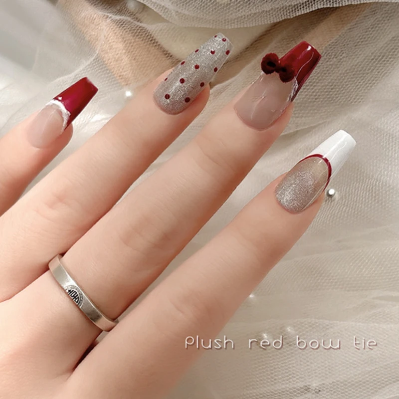 Simpatico fiocco floccato Decorazioni per nail art Fascino per unghie stereoscopico Nail art Appassionati di unghie fai da te e tecniche di unghie