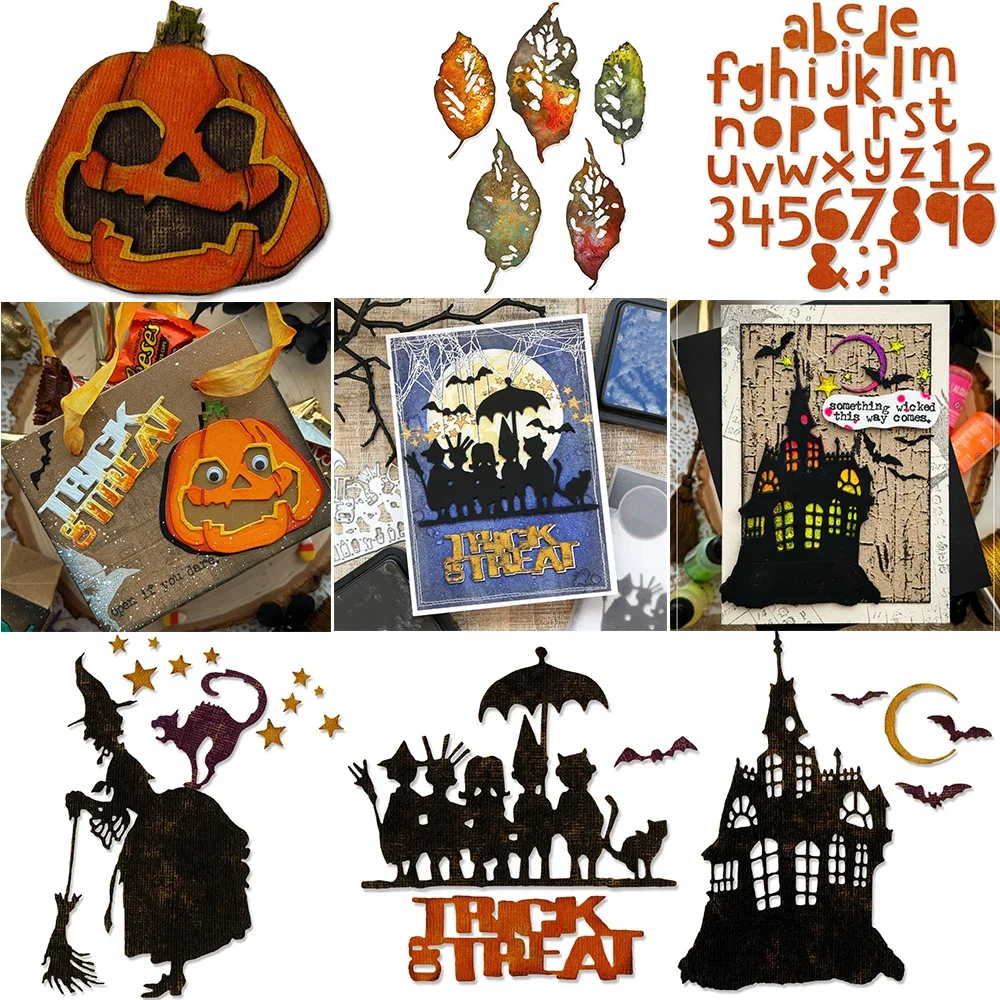 Halloween Hexerei Spukhaus Metall Stanzformen Blatt Jack-o-Lantern Colorize Gestanzte für DIY Scrapbooking Kartenherstellung