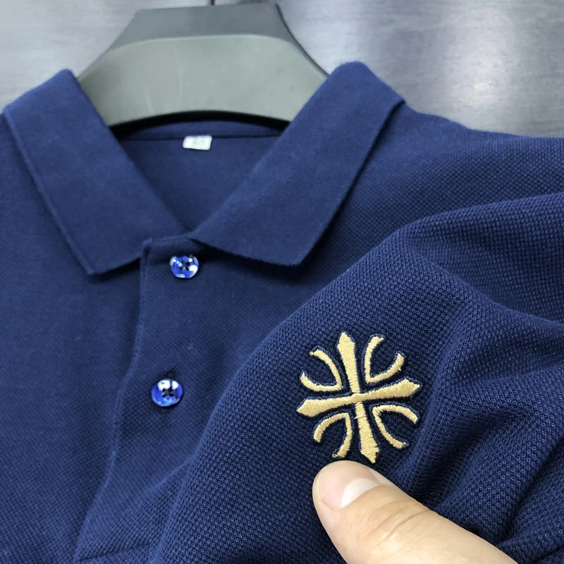 100% Cotton Men's Luxury Polo Shirt Original Embroidered Logo Breathable Anti Pilling Short Sleeve Business Casual Fashion Mens