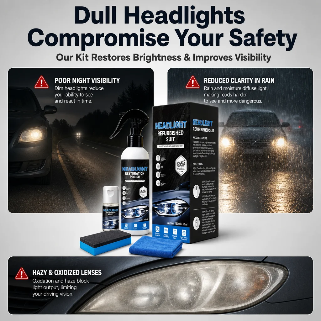 OGAS 180ml+10ml Car Headlight Restoration Coating Kit Yellow Oxidation Remover Auto Lamp Refurbish Protective Fluid with Tools