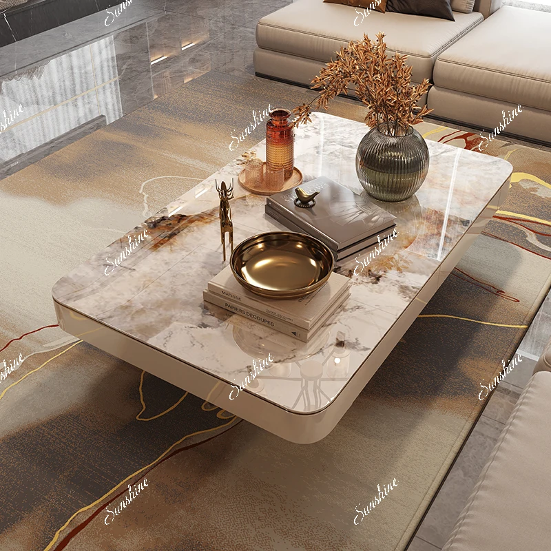 Creative light luxury extended large apartment high-end microcrystalline stone coffee table