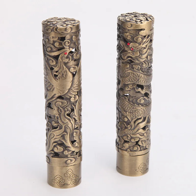 Brûleur d'encens en alliage, motif Phénix et Dragon porte-bonheur, pour le Sutra du Cœur Vertical, pour cérémonie du thé, culte au temple, salles d'étude et méditation