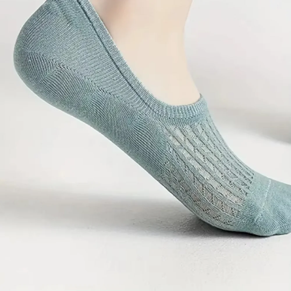 5 Pairs/Set Solid Candy Colors Invisible Silicone Non-slip Women Sock Boat Socks image 2