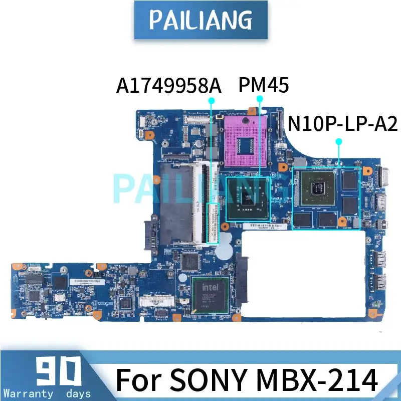 

For SONY MBX-214 Vpccw13fb Laptop Motherboard Pcg 61111x A1749958A N10P-LP-A2 PM45 DDR3 Notebook Mainboard