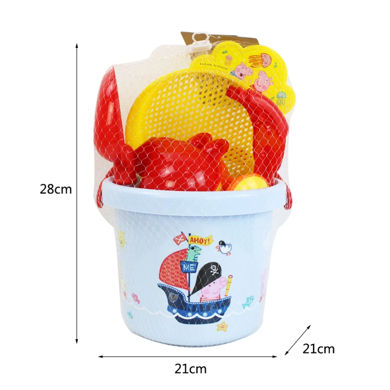 Peppa-ピッグビーチプレイセット,エミュレーションバケット,シャベルふるい,じょうろ,おもちゃ,ジオージプレイハウス,サンドツール,子供向けギフト