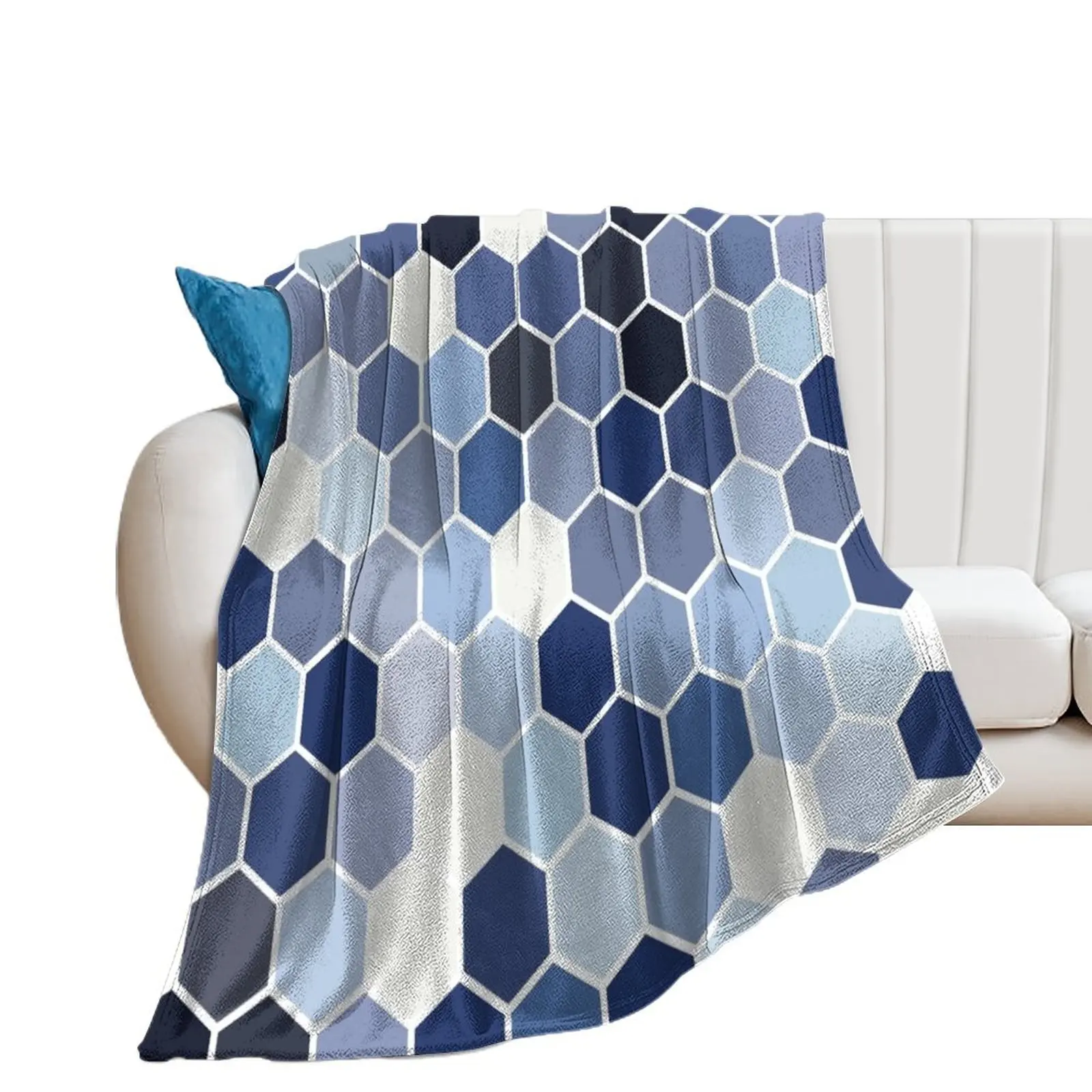 HONEYCOMB HEXAGON BLUE Throw Blanket manga heavy to sleep Tourist Blankets