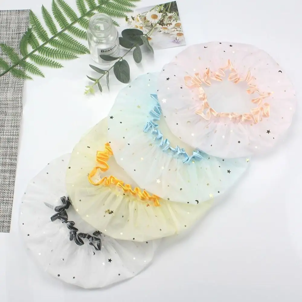 PVC Waterproof Shower Cap Starry Sky Pattern Thick Bathing Hat Double Layer Hair Protection Sanitary Hat Hair Salon Supplies