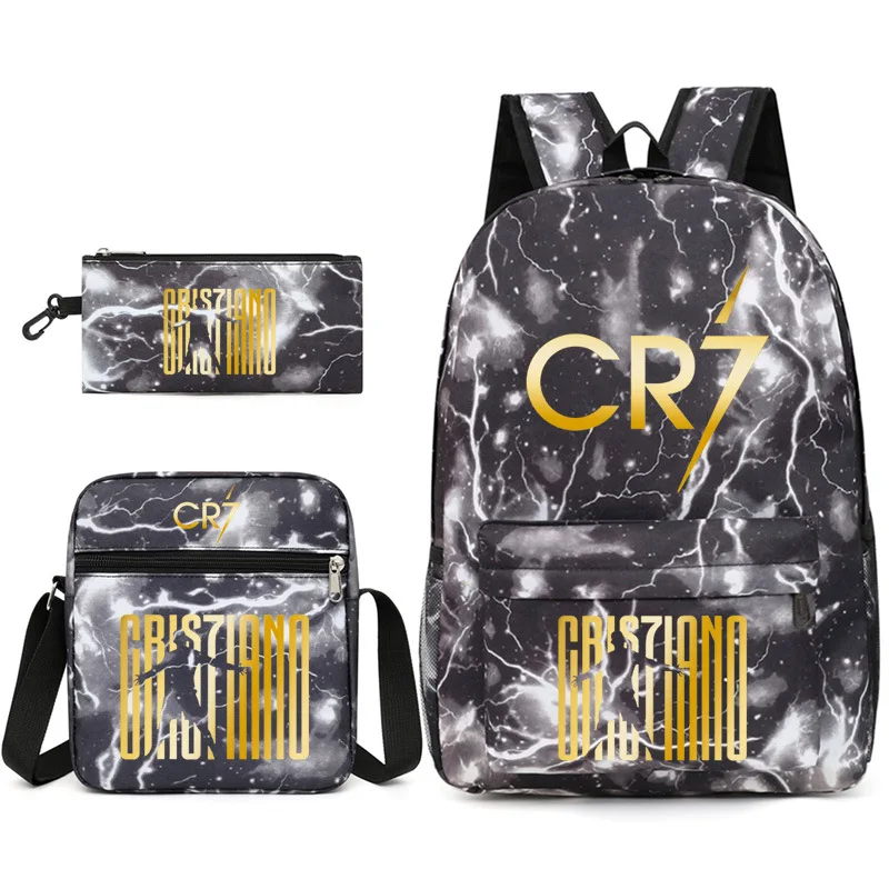 New 3pcs CR7 Backpacks Simple Style Lightweight Boys Girls School Bags Capacity Teens Laptop Backpack Women Men Travel Mochilas