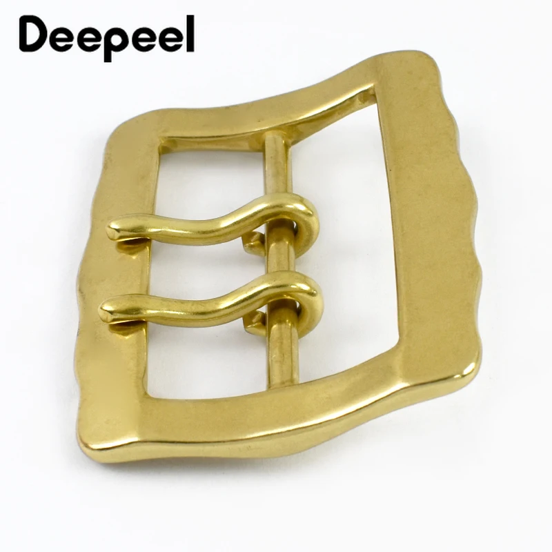 1/2Pcs 40/50mm Solid Brass Belt Buckle Double Pin Clasp Copper Waistband Buckles for Man Leather Craft DIY Hardware Accessories
