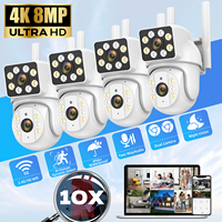 1/4PCS 8MP 5G WiFi IP Camera Dual Lens PTZ Full Color Night Vision Surveillance Cam Human Tracking Outdoor Waterproof 10x Zoom
