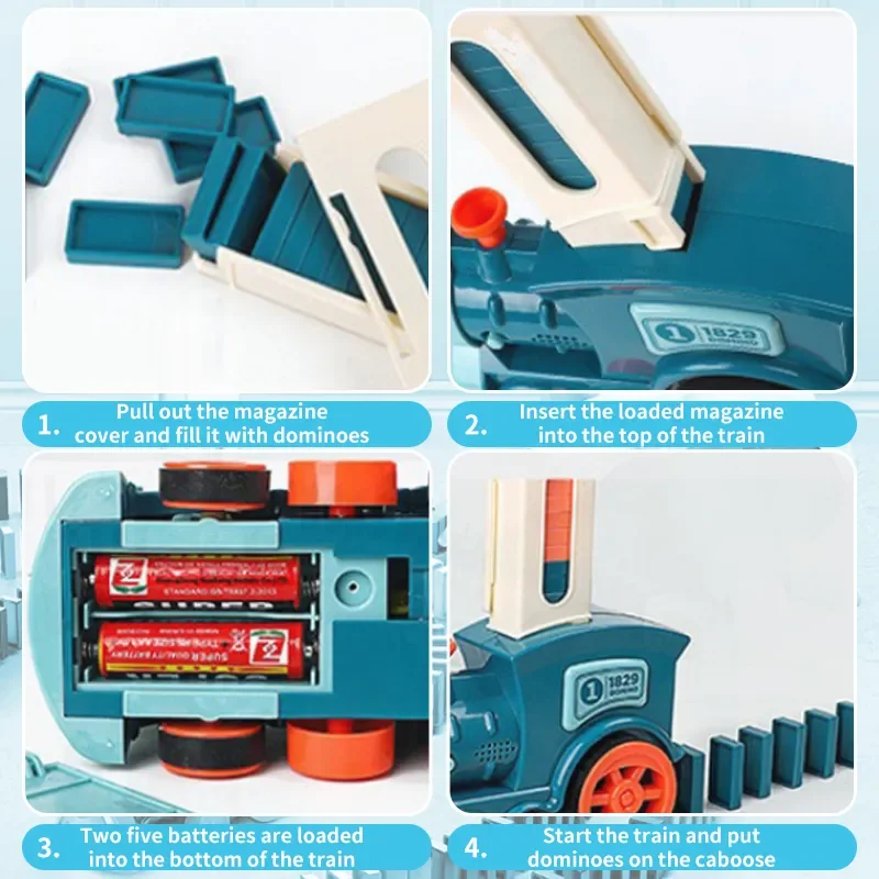 Coleção AliExpress Trem Domino Deitado Automático para Crianças, Carro Elétrico, Kits de Blocos de Tijolo, Jogos Criativos, Inteligência Educacional, Brinquedos DIY, Presente de Aniversário