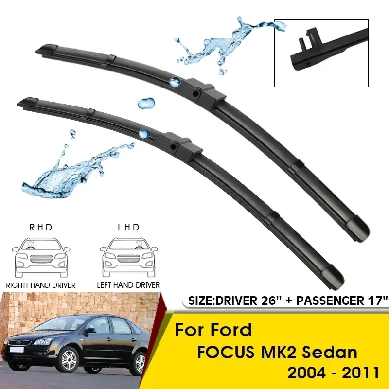 

Car Wiper Blades For Ford FOCUS MK2 Sedan 2004-2011 Windshield Windscreen Front Window Blades 26"+17" Car Accessories