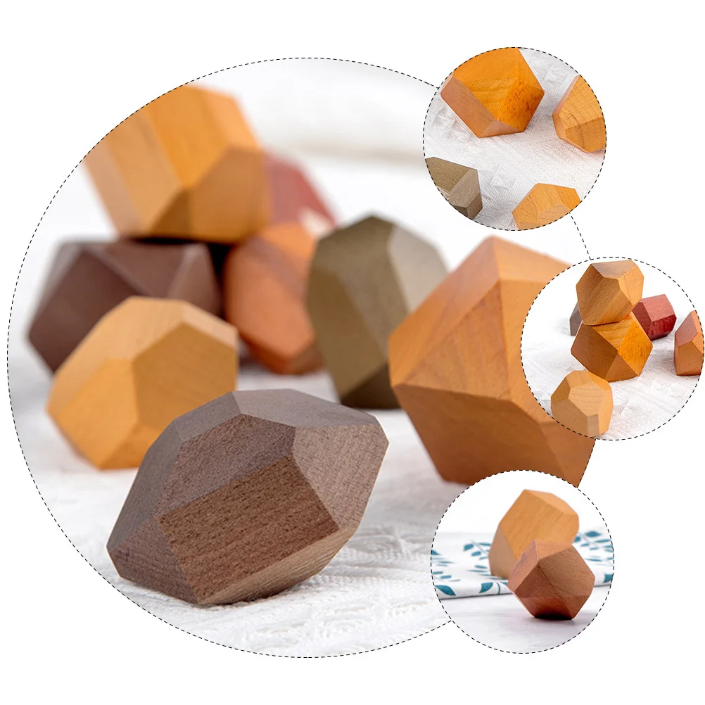Vaguelly 1 لون الصخور شكل فارز التراص اللبنات التعليمية الطوب الخشبي لعبة ألغاز الحجر للأطفال