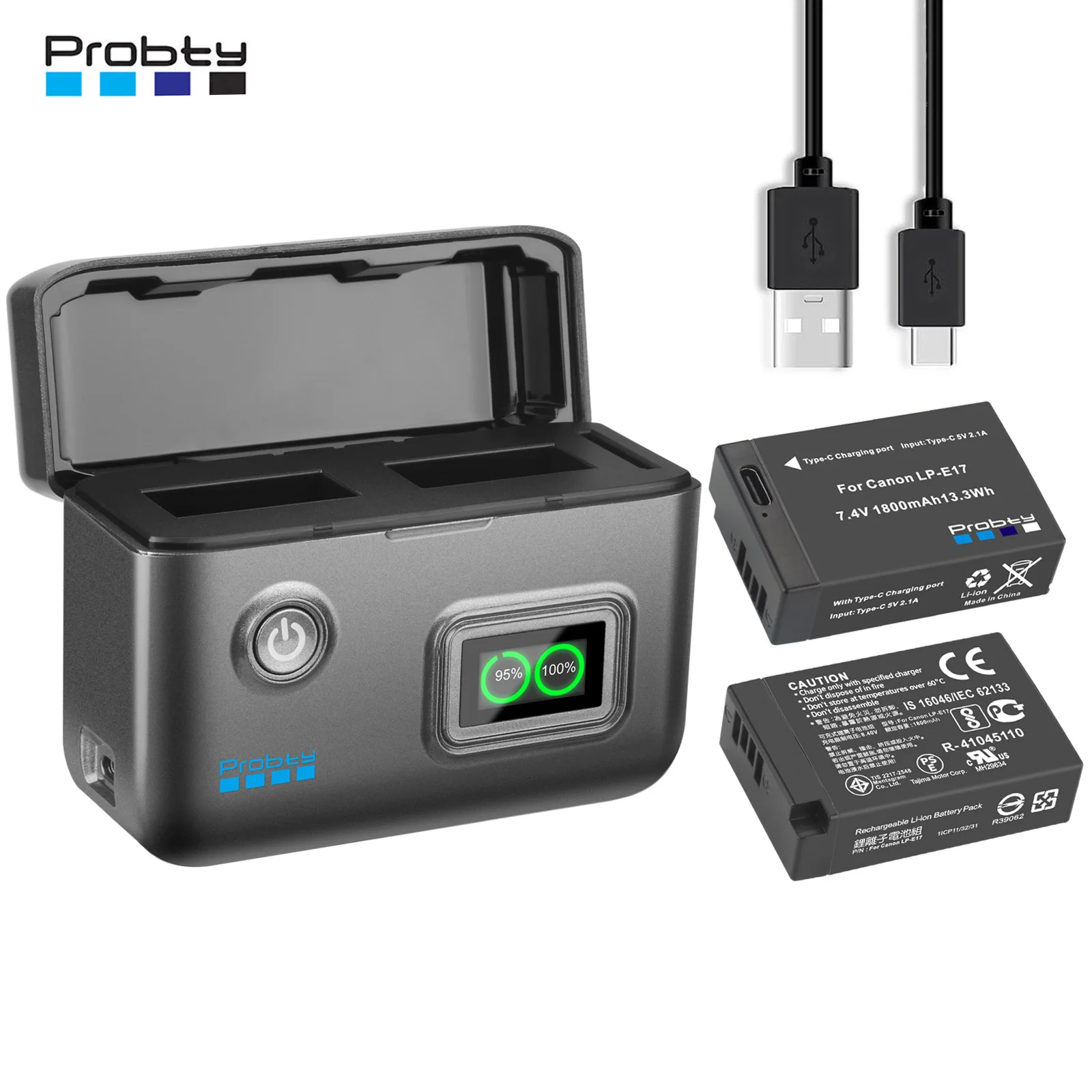 LP-E17 Battery 1800mAh USB-C Fast Charging R50 Battery for Canon EOS R100 R50 R10 R8 RP, Rebel T8i T7i T6i T6s SL2 SL3, EOS M3