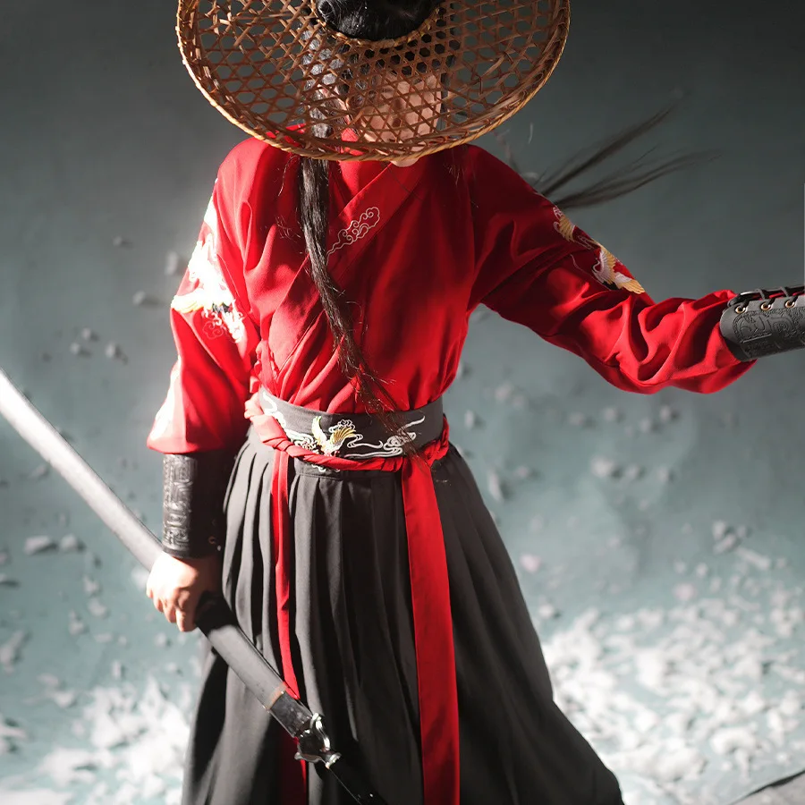 

Hanfu Men's Black Martial Arts Ancient Style Suit Swordsman Unisex Student Graduation Class Uniform Swordsman Men's Handsome