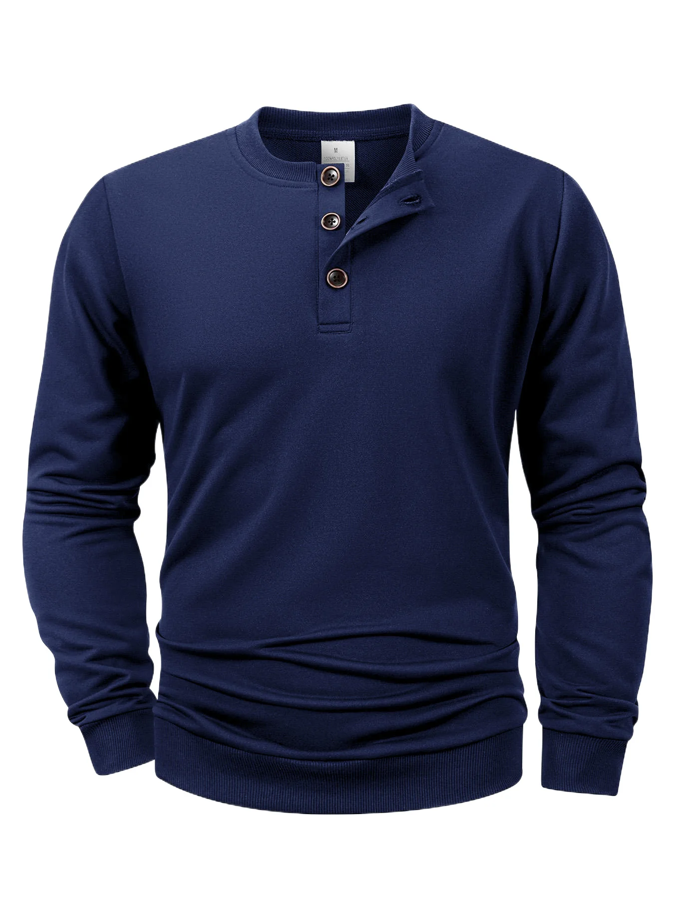 Outono masculino manga longa henley camisas cor sólida casual sweatshirts botão para baixo esportes pulôver confortável roupas masculinas