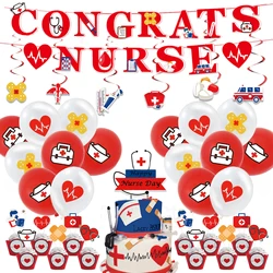 Graduation Nurses and Doctors Theme Party Garland, Swirl Balloon Decoration, Congrats Nurse Banner, Cake Topper Supplies