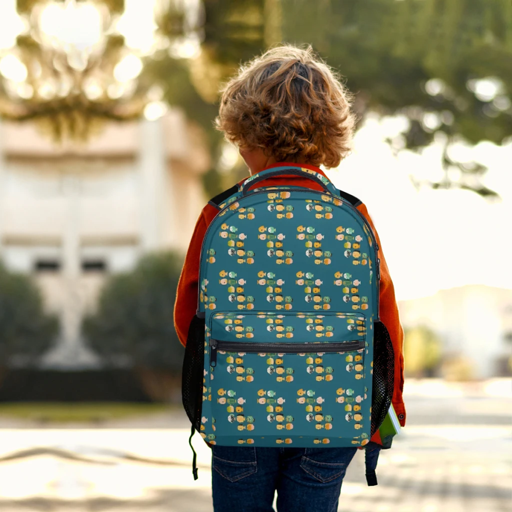 Sac à dos à motif de poisson à la mode, sac d'école imprimé, nouveau, #2, 17 pouces