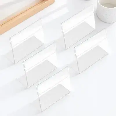 

5pcs L-shaped Acrylic Price Holders Merchandise Sign Display Stand Labels Restaurant Stands Reusable Lightweight
