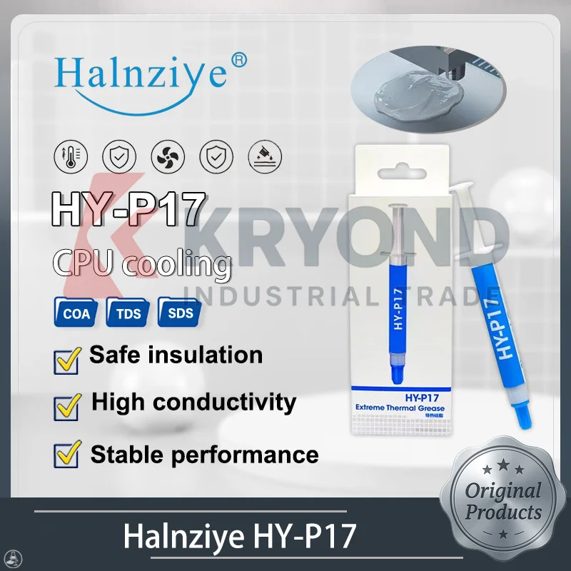Halnziye HY P17 Thermal Paste CPU GPU Heat Transfer Compound High Conductivity Silicone Grease for Heat Sink Processor Durable