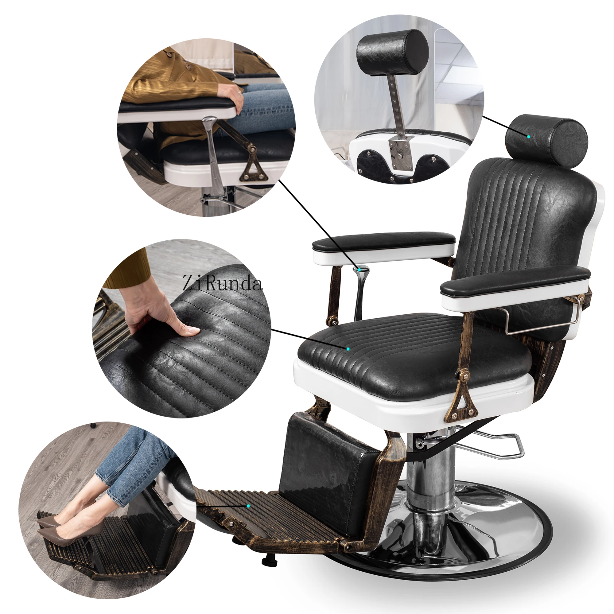 مقاعد جلدية مريحة بارتفاع قابل للتعديل لصالونات الشعر وكرسي الشعر في صالون الحلاقة #4