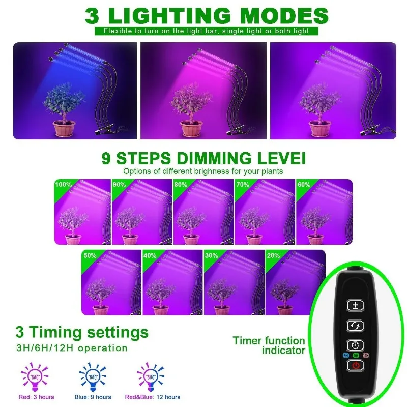 شاشة ليد بطيف كامل تنمو ضوء مصباح نمو النباتات الداخلي USB 5 فولت لمبات نباتية لزراعة زهور خيمة الدفيئة 10 واط/20 واط/30 واط/40 واط