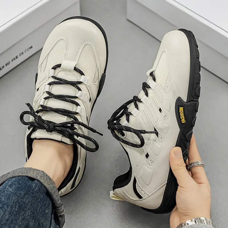 Men Outdoor Hiking Sneakers Lace Up Non Slip Daily Walking Casual Shoes